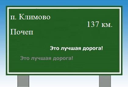 Сколько км от поселка Климово до Почепа