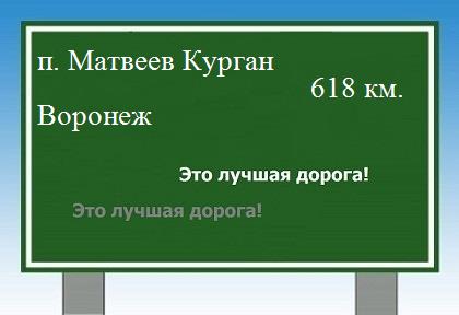 Сколько км от поселка Матвеев Курган до Воронежа