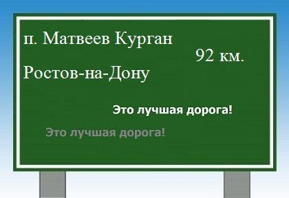 Сколько км от поселка Матвеев Курган до Ростова-на-Дону