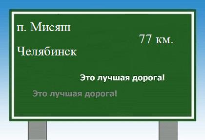 Карта от поселка Мисяш до Челябинска
