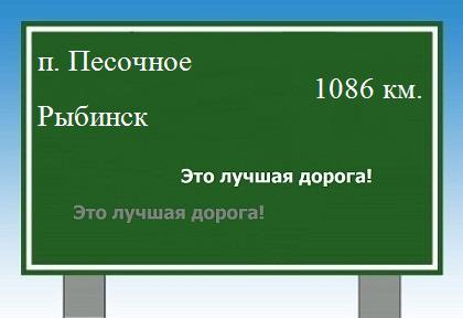 Сколько км от поселка Песочное до Рыбинска
