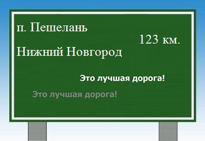 Сколько км от поселка Пешелань до Нижнего Новгорода