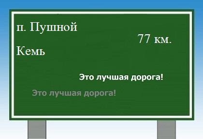 расстояние поселок Пушной - Кемь как добраться