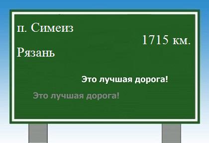 расстояние поселок Симеиз    Рязань как добраться