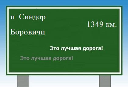 Карта от поселка Синдор до Боровичей