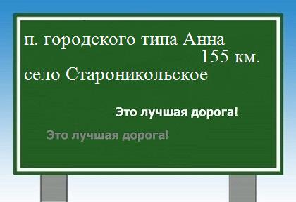 расстояние поселок городского типа Анна    село Староникольское как добраться