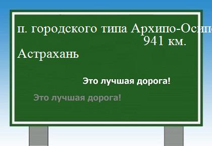 Сколько км от поселка городского типа Архипо-Осиповка до Астрахани