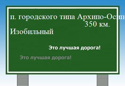 расстояние поселок городского типа Архипо-Осиповка    Изобильный как добраться