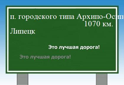 расстояние поселок городского типа Архипо-Осиповка - Липецк как добраться
