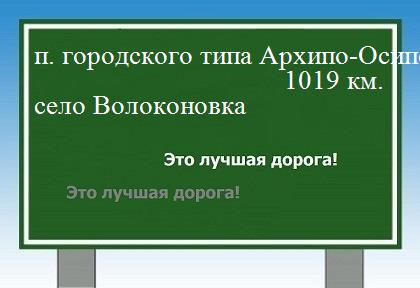 расстояние поселок городского типа Архипо-Осиповка    село Волоконовка как добраться