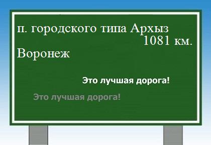 расстояние поселок городского типа Архыз    Воронеж как добраться