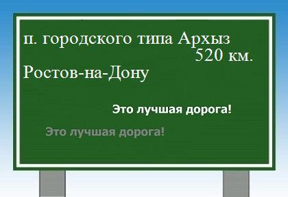Сколько км от поселка городского типа Архыз до Ростова-на-Дону