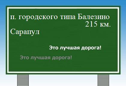 расстояние поселок городского типа Балезино    Сарапул как добраться