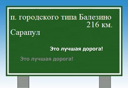 расстояние поселок городского типа Балезино    Сарапул как добраться