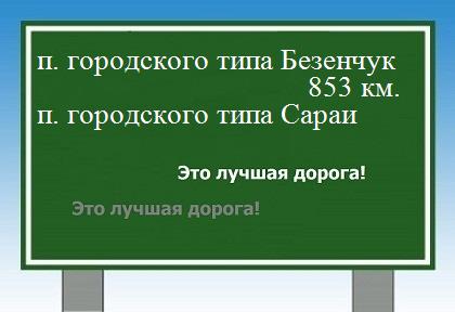 расстояние поселок городского типа Безенчук    поселок городского типа Сараи как добраться