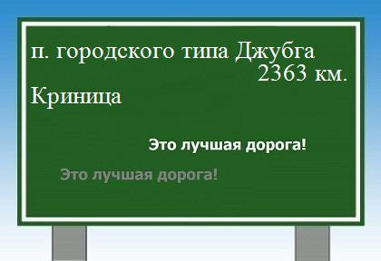 расстояние поселок городского типа Джубга    Криница как добраться