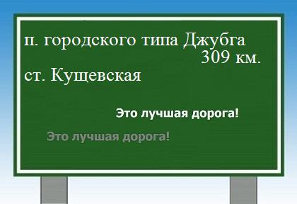 расстояние поселок городского типа Джубга    станица Кущевская как добраться