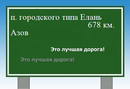 расстояние поселок городского типа Елань    Азов как добраться