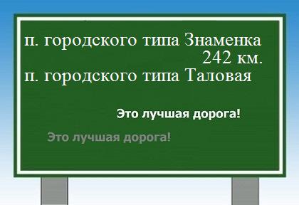 расстояние поселок городского типа Знаменка    поселок городского типа Таловая как добраться
