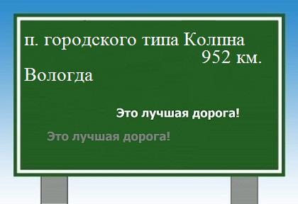 расстояние поселок городского типа Колпна    Вологда как добраться