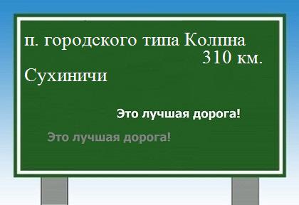 расстояние поселок городского типа Колпна  &nbsp; Сухиничи как добраться