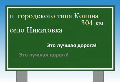 расстояние поселок городского типа Колпна  &nbsp; село Никитовка как добраться