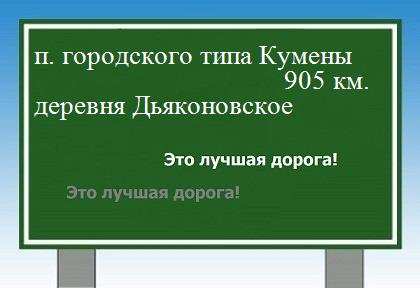 расстояние поселок городского типа Кумены  &nbsp; деревня Дьяконовское как добраться