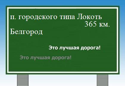 Сколько км поселок городского типа Локоть - Белгород