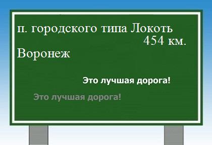 расстояние поселок городского типа Локоть    Воронеж как добраться