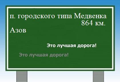 расстояние поселок городского типа Медвенка  &nbsp; Азов как добраться