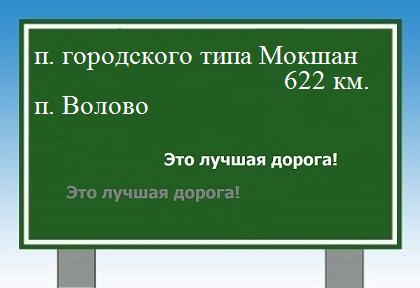 расстояние поселок городского типа Мокшан    поселок Волово как добраться