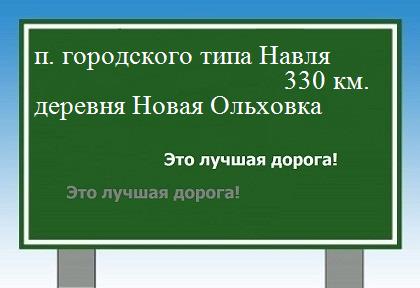 расстояние поселок городского типа Навля  &nbsp; деревня Новая Ольховка как добраться