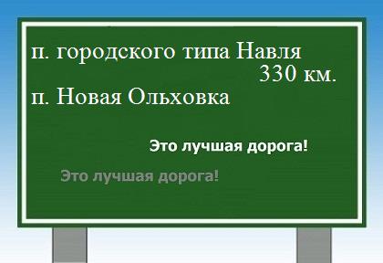расстояние поселок городского типа Навля  &nbsp; поселок Новая Ольховка как добраться