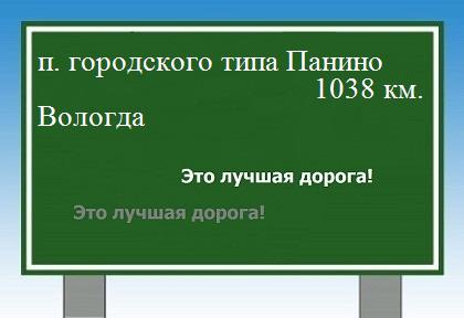 расстояние поселок городского типа Панино  &nbsp; Вологда как добраться