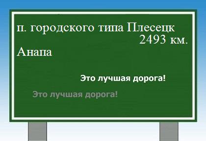 расстояние поселок городского типа Плесецк    Анапа как добраться