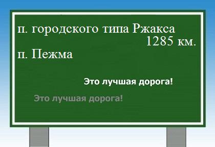 расстояние поселок городского типа Ржакса    поселок Пежма как добраться