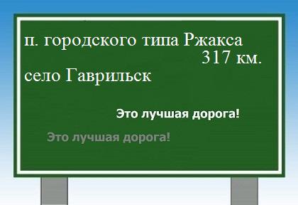 расстояние поселок городского типа Ржакса    село Гаврильск как добраться