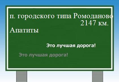 расстояние поселок городского типа Ромоданово    Апатиты как добраться