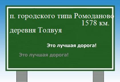 расстояние поселок городского типа Ромоданово    деревня Толвуя как добраться