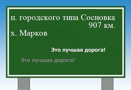 расстояние поселок городского типа Сосновка    хутор Марков как добраться