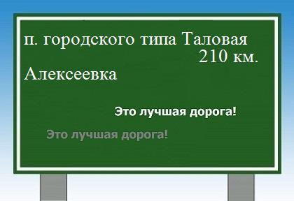 расстояние поселок городского типа Таловая    Алексеевка как добраться