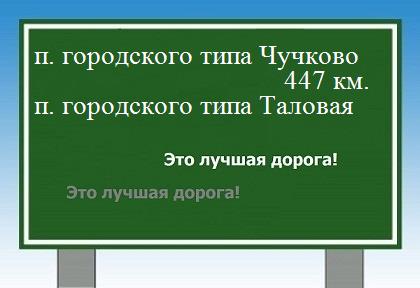 расстояние поселок городского типа Чучково  &nbsp; поселок городского типа Таловая как добраться