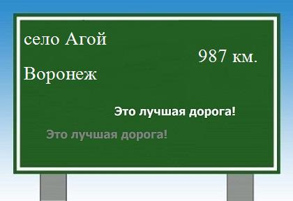 Сколько км от села Агой до Воронежа