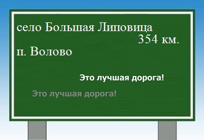 расстояние село Большая Липовица    поселок Волово как добраться