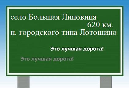 расстояние село Большая Липовица  &nbsp; поселок городского типа Лотошино как добраться