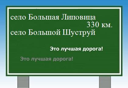 расстояние село Большая Липовица  &nbsp; село Большой Шуструй как добраться