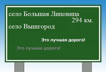 расстояние село Большая Липовица    село Вышгород как добраться