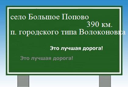 расстояние село Большое Попово  &nbsp; поселок городского типа Волоконовка как добраться