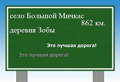 расстояние село Большой Мичкас    деревня Зобы как добраться