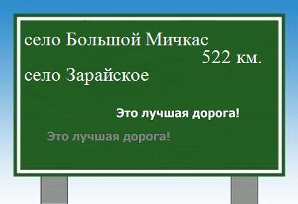 расстояние село Большой Мичкас  &nbsp; село Зарайское как добраться